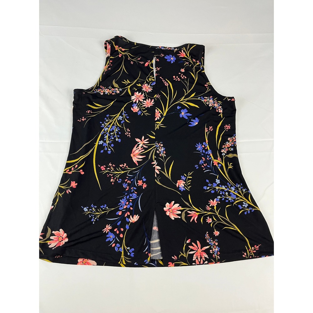 Sam Jess Black Floral Sleeveless Cutout Back Keyhole Knit Top XS - Picture 6 of 8